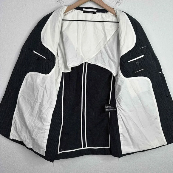 Club Monaco Blazer Men's Size 38 Black Pinstripe Linen Blend Career Casual - Picture 6 of 12